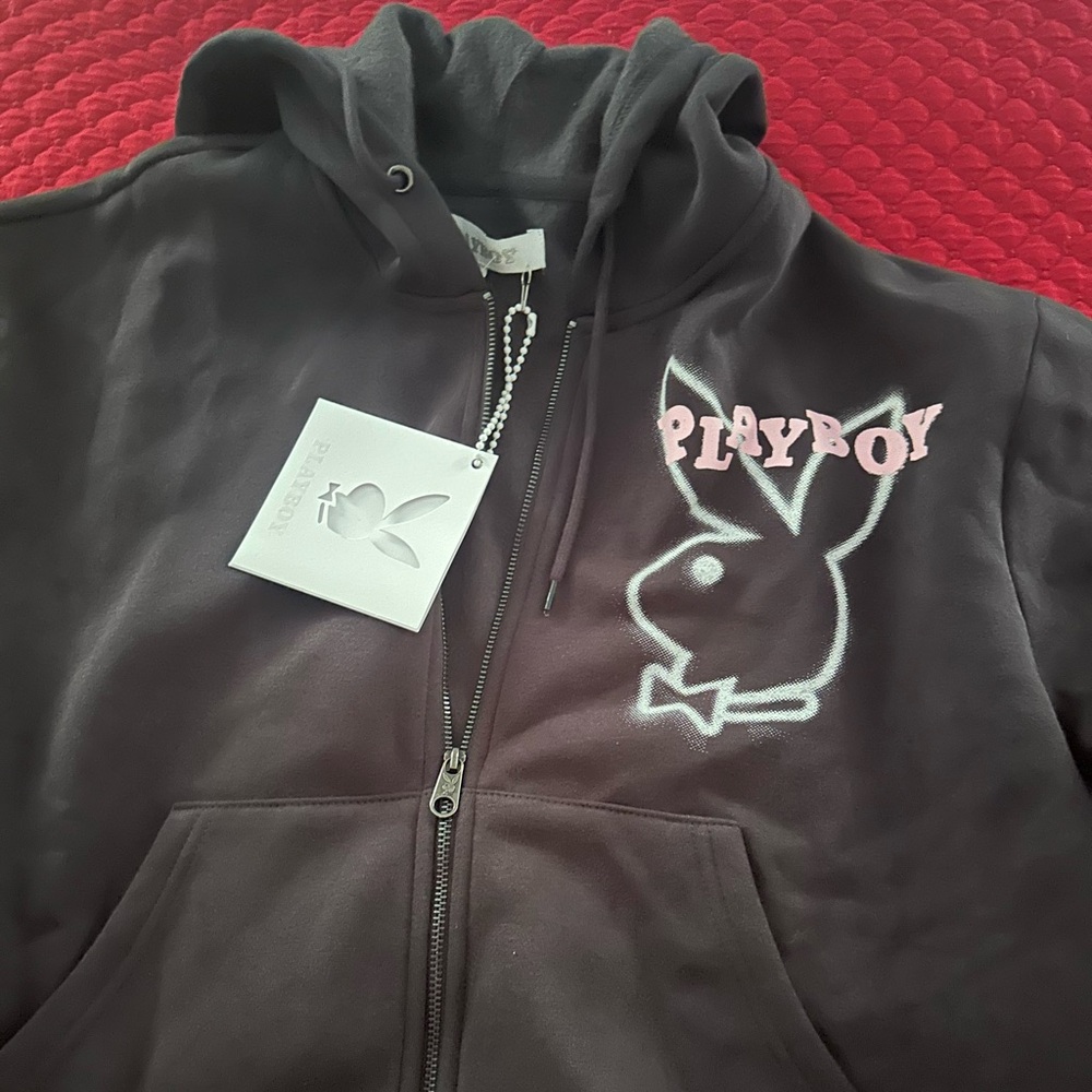 PLAYBOY Black and Pink Hoodie